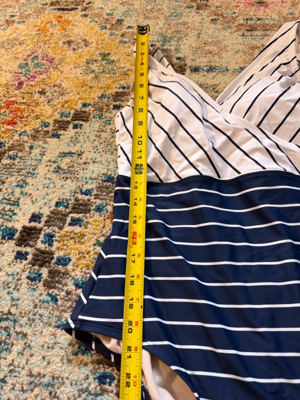Kona Sol White and Navy Striped Swimsuit - Picture 2 of 5
